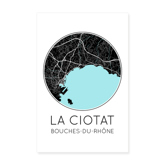 Poster La Ciotat - Plan La Ciotat - 20 x 30 cm - blanc