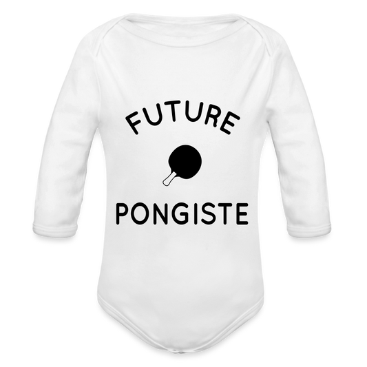 Body Bébé bio manches longues - Future pongiste - blanc