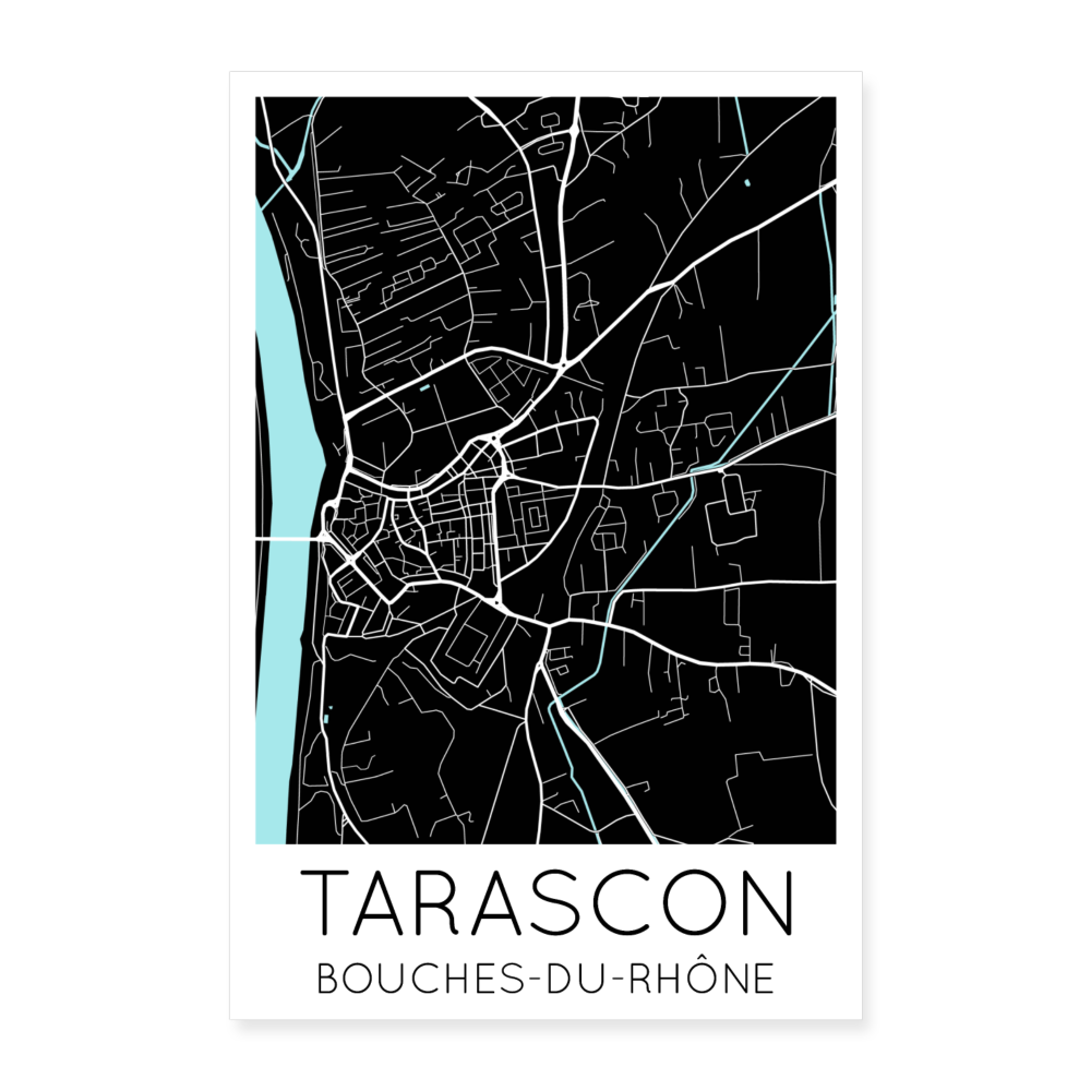 Poster Tarascon - Plan Tarascon - 60 x 90 cm - blanc