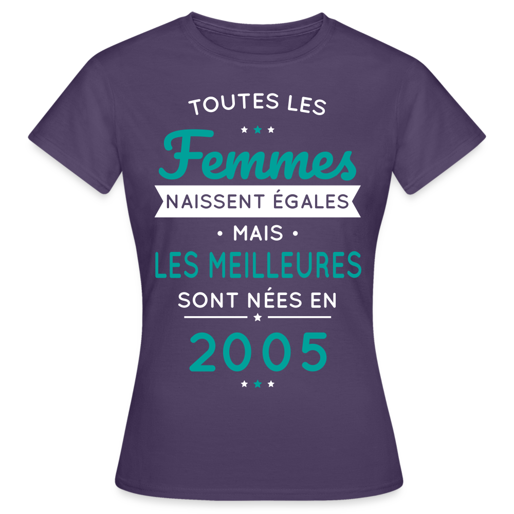 T-shirt Femme - Anniversaire 20 Ans - Les meilleures sont nées en 2005 - violet foncé