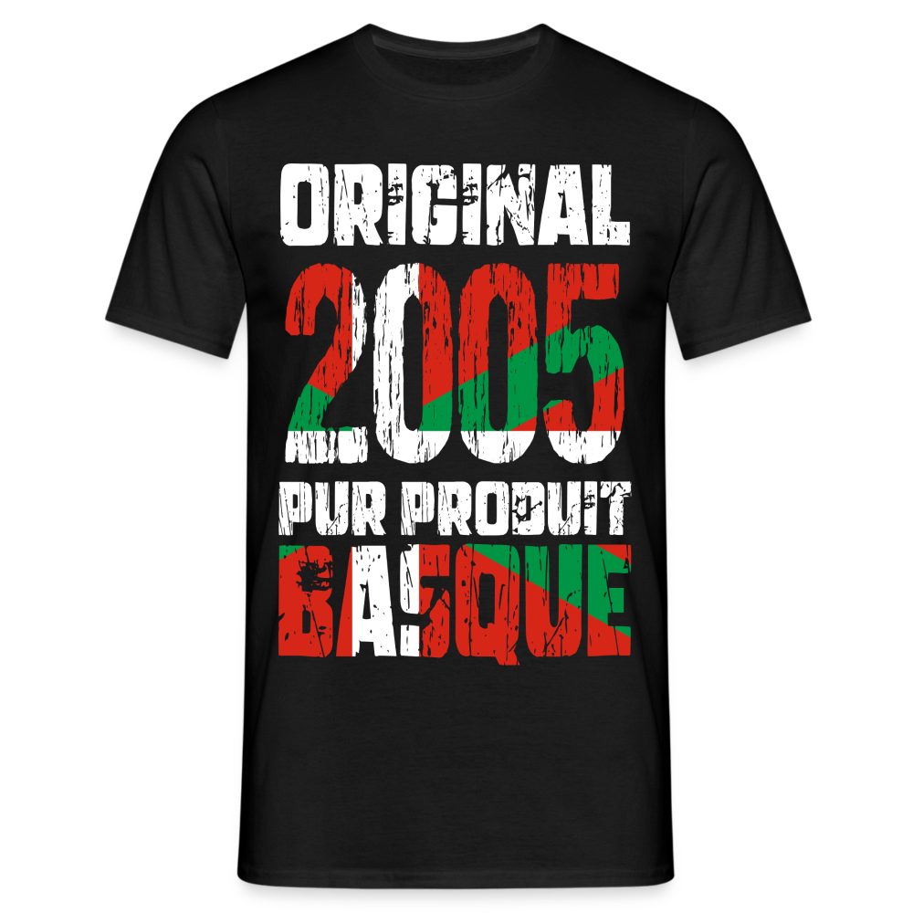 T-shirt Homme - Anniversaire 20 Ans - Original 2005 - Pur produit Basque - noir