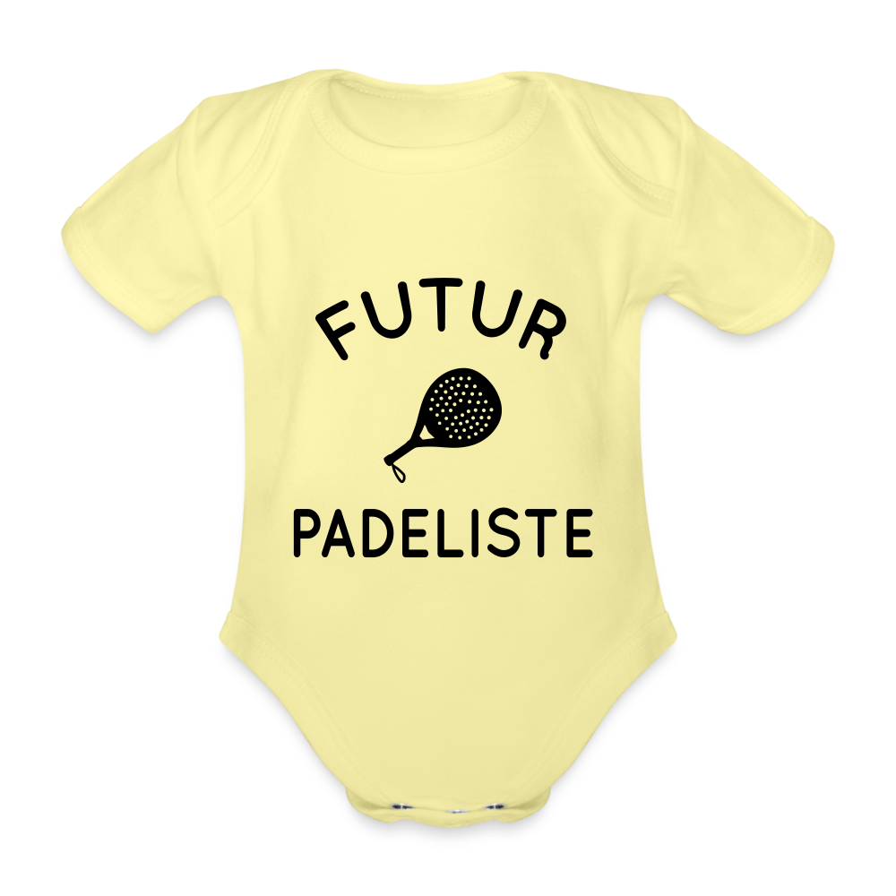 Body Bébé bio manches courtes - Futur padeliste - jaune délavé