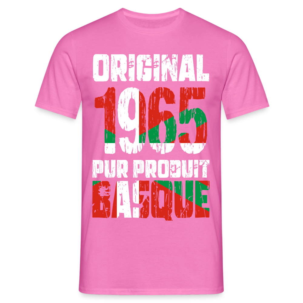 T-shirt Homme - Anniversaire 60 Ans - Original 1965 - Pur produit Basque - rose