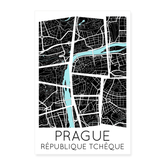 Poster Prague - Plan Prague - 40 x 60 cm - blanc