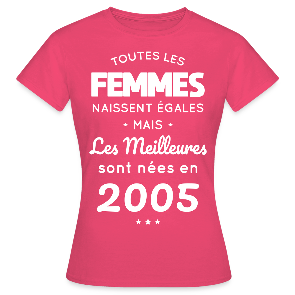 T-shirt Femme - Anniversaire 20 Ans - Les meilleures sont nées en 2005 - rose azalée