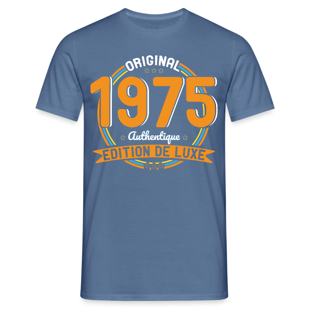 T-shirt Homme - Anniversaire 50 Ans - Original 1975 Authentique - bleu pigeon 