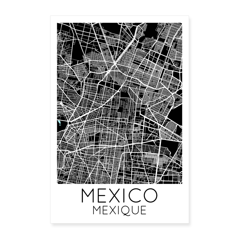 Poster Mexico - Plan Mexico - 40 x 60 cm - blanc