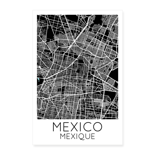 Poster Mexico - Plan Mexico - 40 x 60 cm - blanc