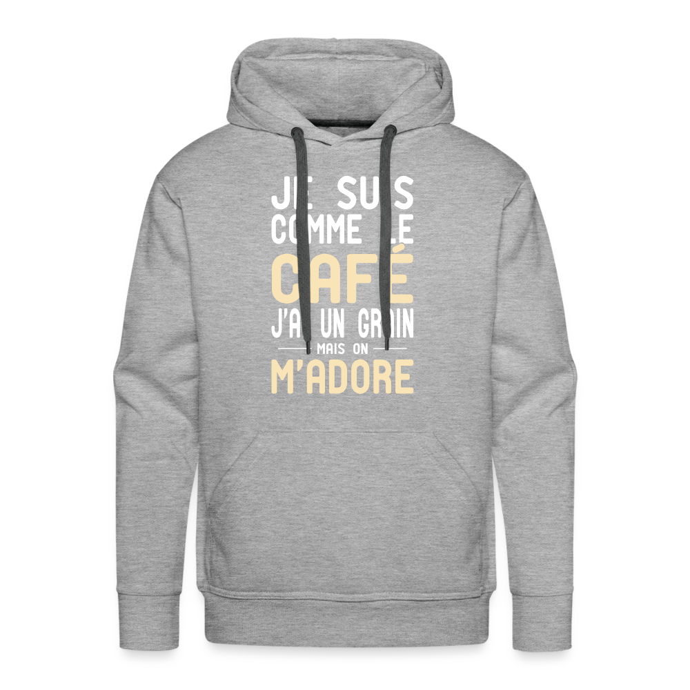 Sweat à capuche Premium Homme - J'ai un grain - gris chiné