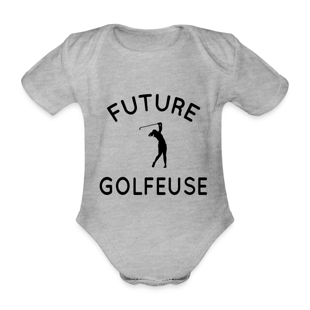 Body Bébé bio manches courtes - Future golfeuse - gris chiné