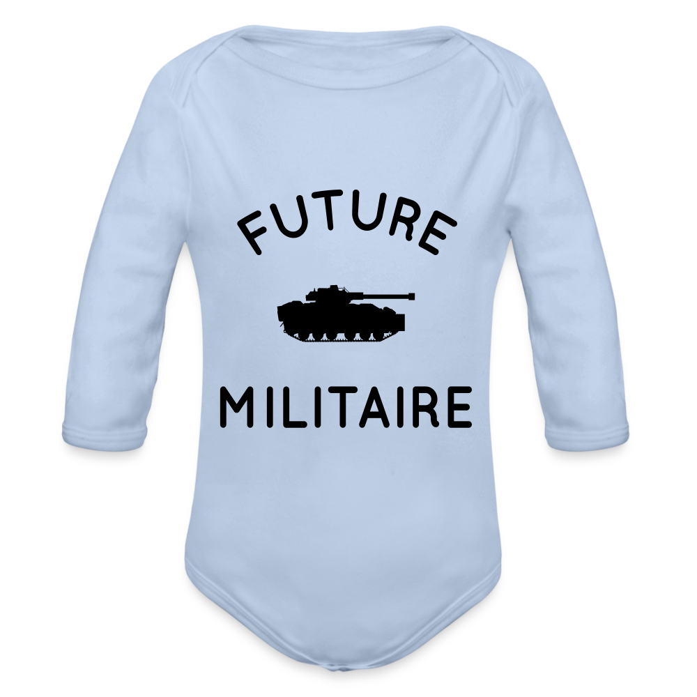 Body Bébé bio manches longues - Future militaire - ciel