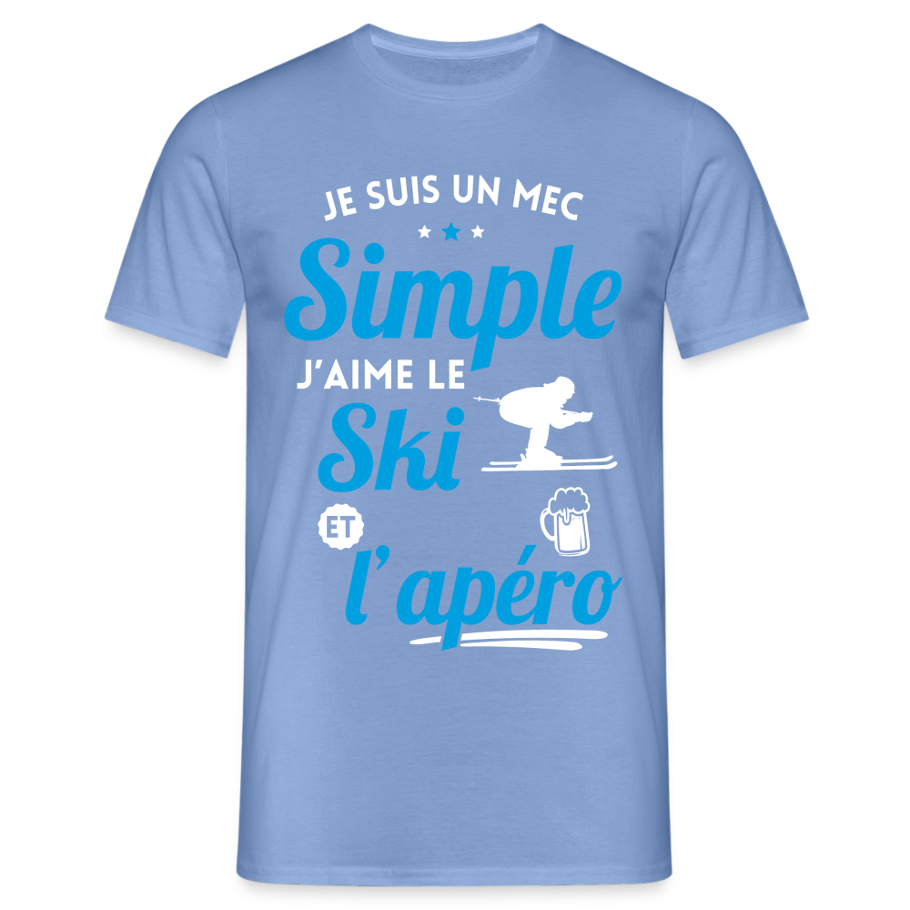 T-shirt Homme - J'aime le ski et l'apéro - carolina blue