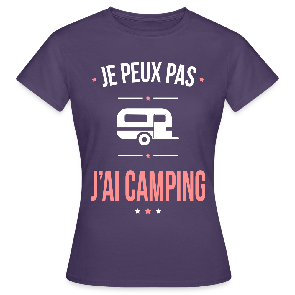 T-shirt Femme - Je peux pas j'ai Camping - violet foncé