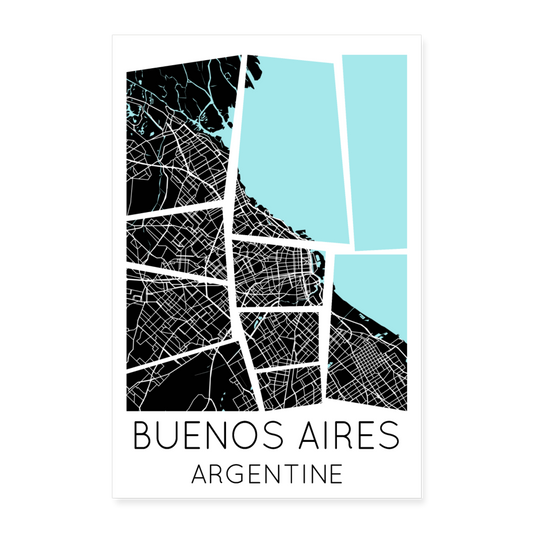 Poster Buenos Aires - Plan Buenos Aires - 40 x 60 cm - blanc