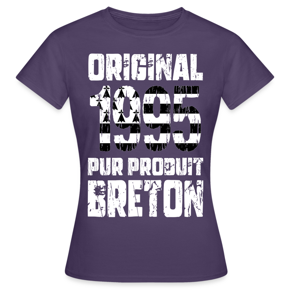 T-shirt Femme - Anniversaire 30 Ans - Original 1995 - Pur produit Breton - violet foncé