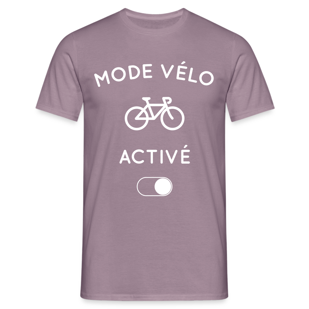 T-shirt Homme -  Mode vélo activé - mauve gris 