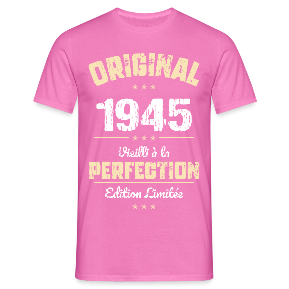 T-shirt Homme - Anniversaire 80 Ans - Original 1945 - rose