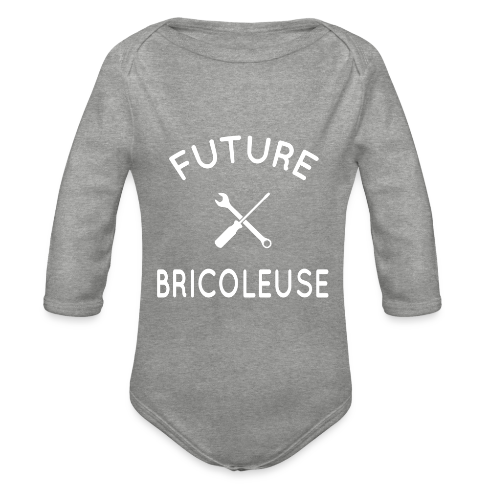 Body Bébé bio manches longues - Future bricoleuse - gris chiné