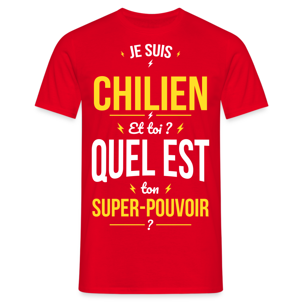 T-shirt Homme - Je suis Chilien - Super-pouvoir - rouge