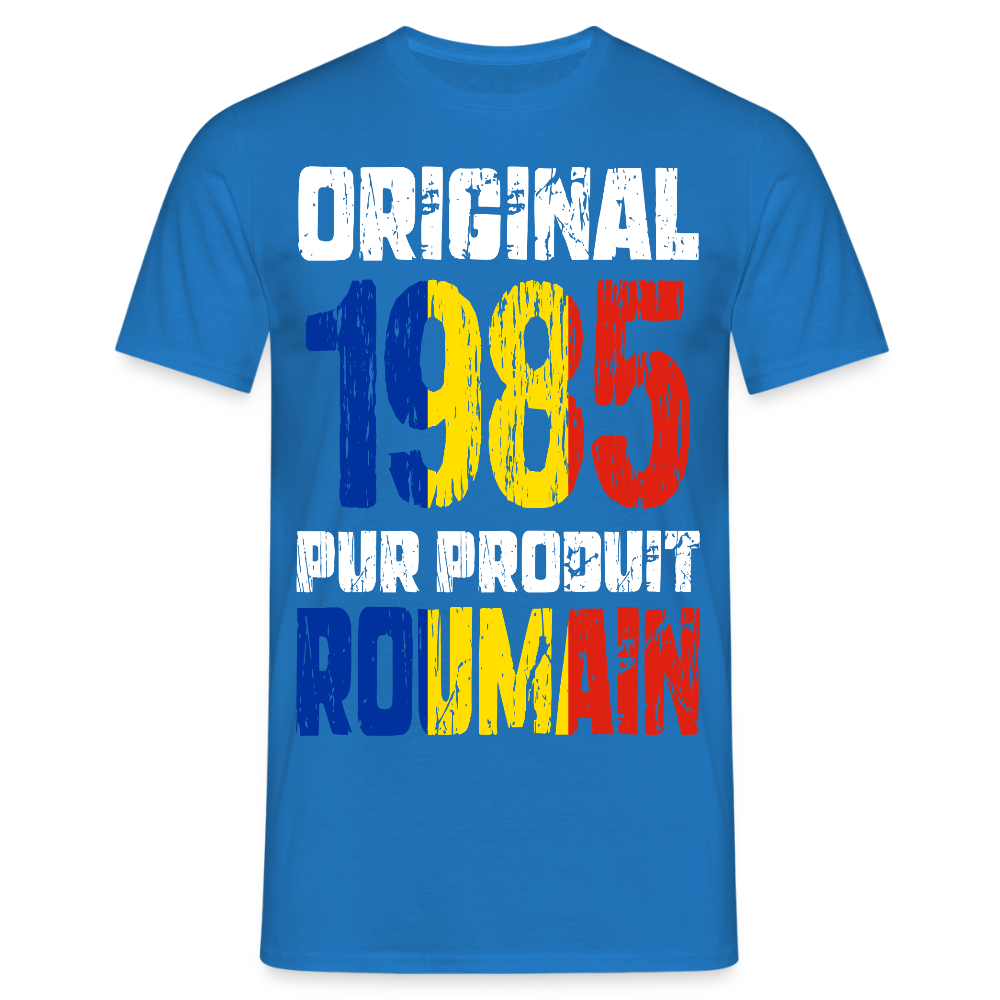 T-shirt Homme - Anniversaire 40 Ans - Original 1985 - Pur produit Roumain - bleu royal