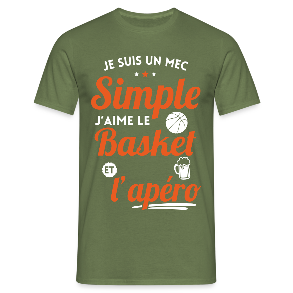 T-shirt Homme - J'aime le basket et l'apéro - vert militaire