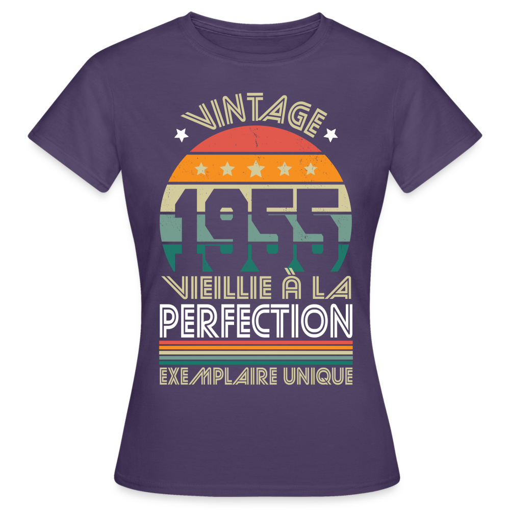 T-shirt Femme - Anniversaire 70 Ans - Vintage 1955 - violet foncé