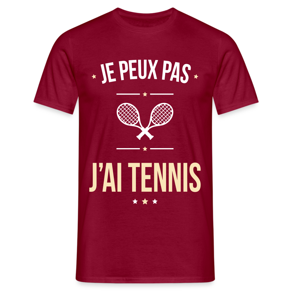 T-shirt Homme - Je peux pas j'ai Tennis - rouge brique