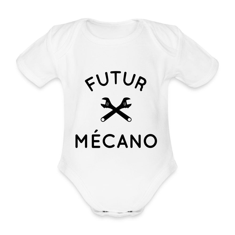 Body Bébé bio manches courtes - Futur mécano - blanc