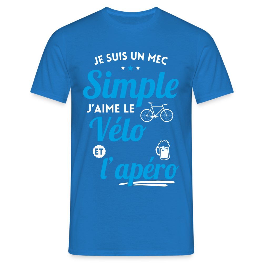 T-shirt Homme -  J'aime le vélo et l'apéro - bleu royal