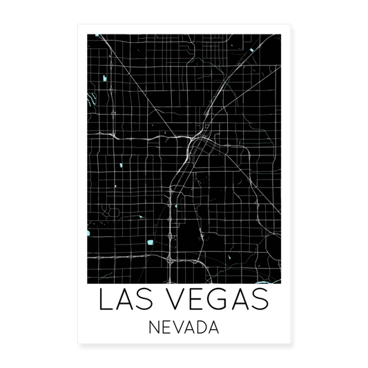 Poster Las Vegas - Plan Las Vegas - 40 x 60 cm - blanc