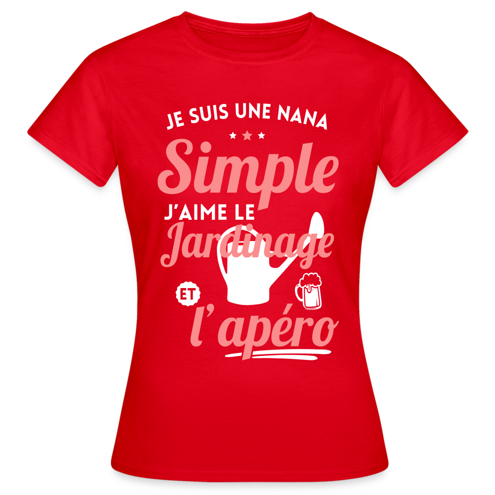 T-shirt Femme - J'aime le jardinage et l'apéro - rouge