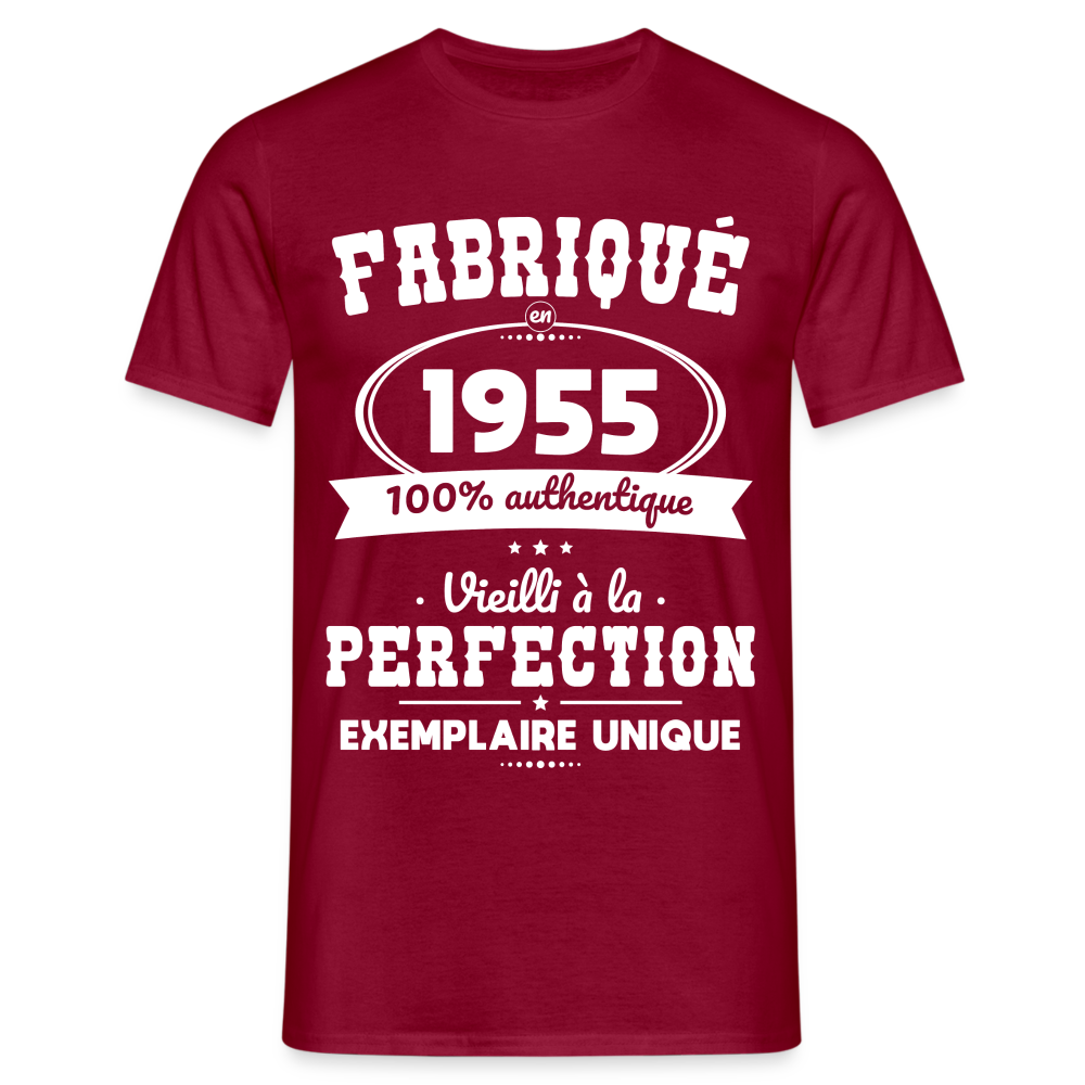 T-shirt Homme - Anniversaire 70 Ans - Fabriqué en 1955 - rouge brique