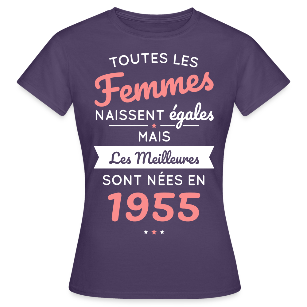 T-shirt Femme - Anniversaire 70 Ans - Les meilleures sont nées en 1955 - violet foncé