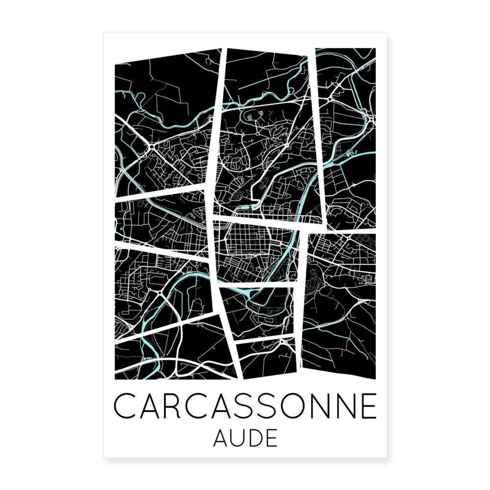 Poster Carcassonne - Plan Carcassonne - 40 x 60 cm - blanc