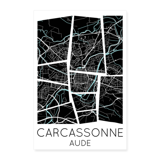 Poster Carcassonne - Plan Carcassonne - 40 x 60 cm - blanc