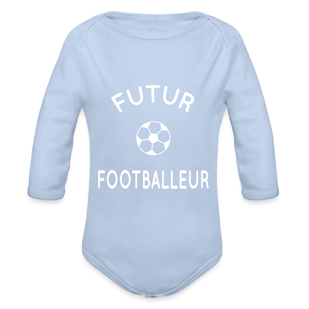 Body Bébé bio manches longues - Futur footballeur - ciel