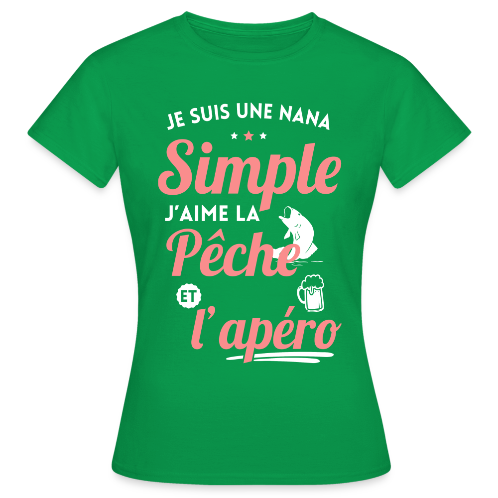 T-shirt Femme - J'aime la pêche et l'apéro - vert