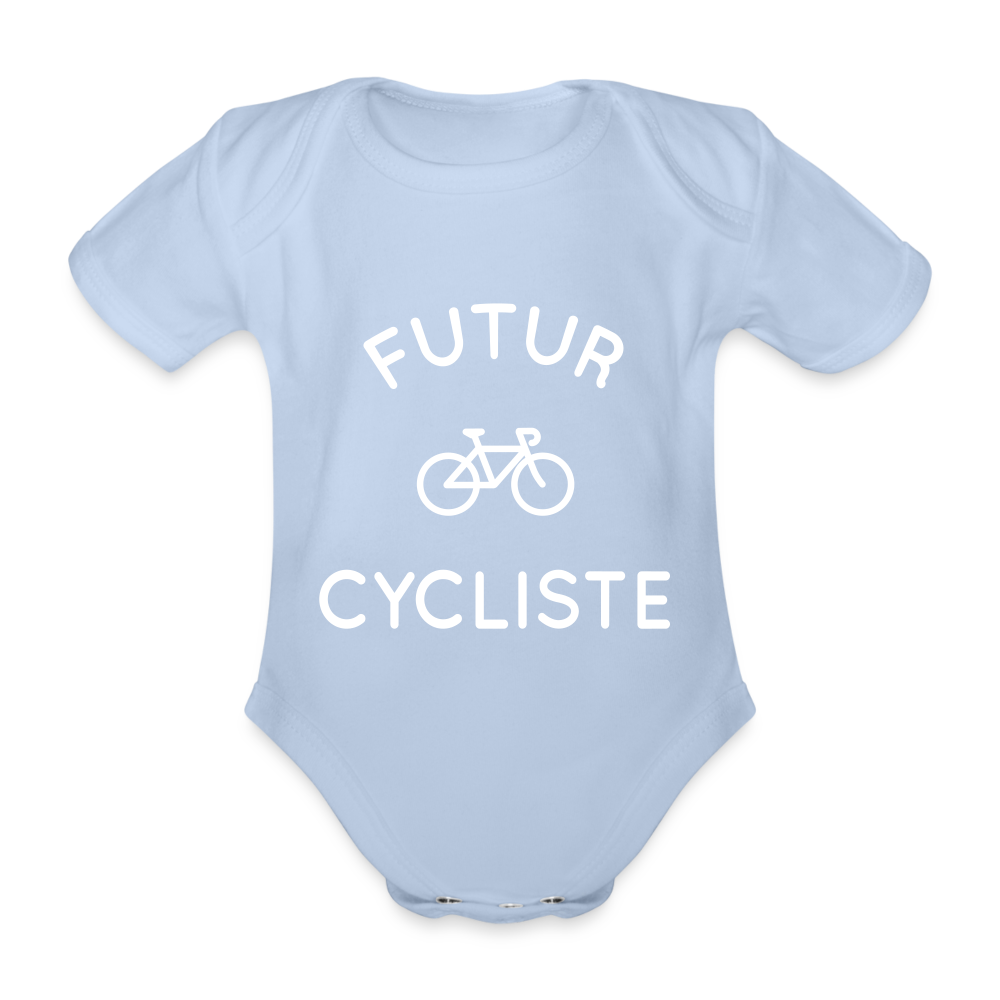 Body Bébé bio manches courtes - Futur cycliste - ciel