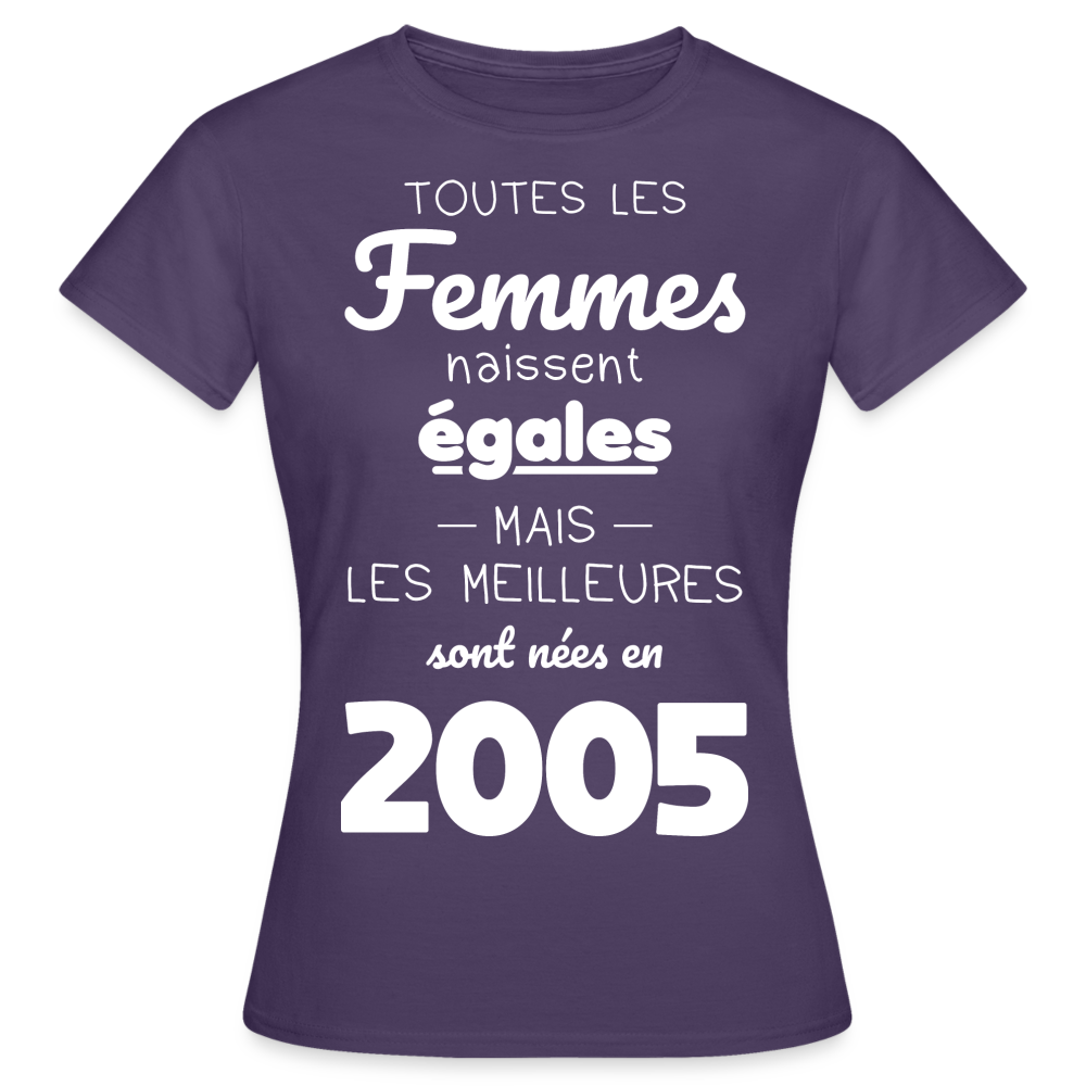 T-shirt Femme - Anniversaire 20 Ans - Les meilleures sont nées en 2005 - violet foncé