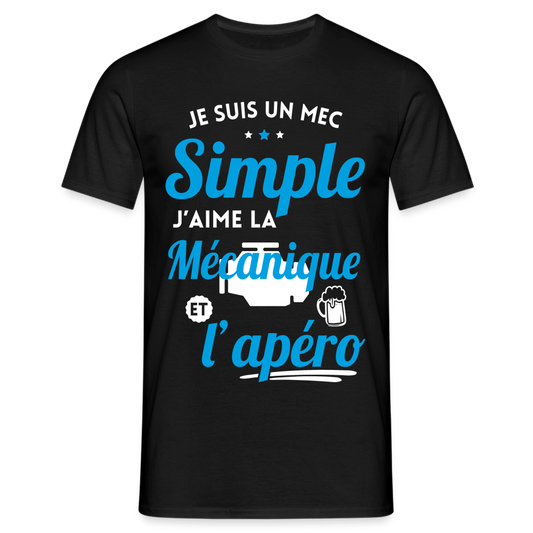 T-shirt Homme - J'aime la mécanique et l'apéro - noir