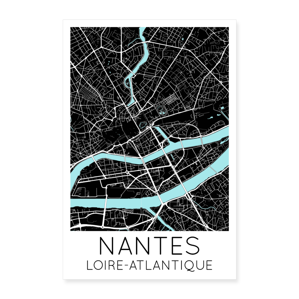 Poster Nantes - Plan Nantes - 40 x 60 cm - blanc