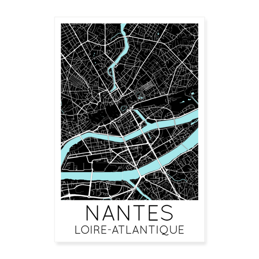 Poster Nantes - Plan Nantes - 40 x 60 cm - blanc