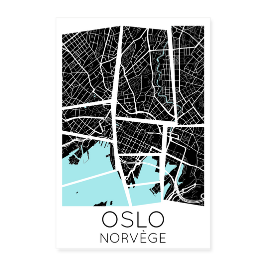 Poster Oslo - Plan Oslo - 40 x 60 cm - blanc