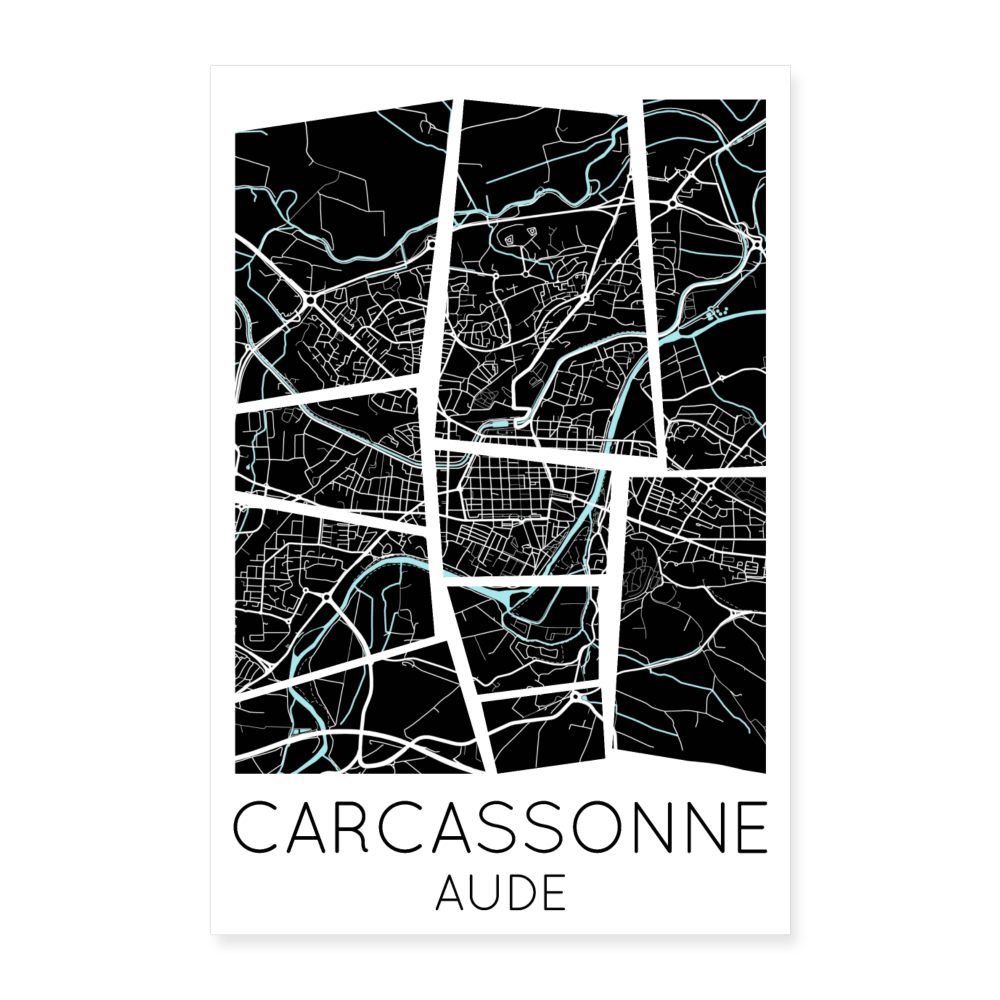 Poster Carcassonne - Plan Carcassonne - 60 x 90 cm - blanc