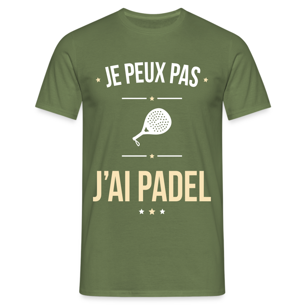 T-shirt Homme - Je peux pas j'ai Padel - vert militaire