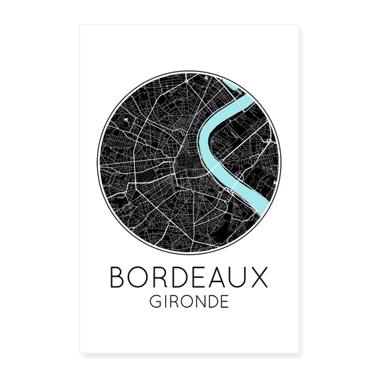 Poster Bordeaux - Plan Bordeaux - 40 x 60 cm - blanc