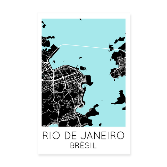 Poster Rio de Janeiro - Plan Rio de Janeiro - 20 x 30 cm - blanc