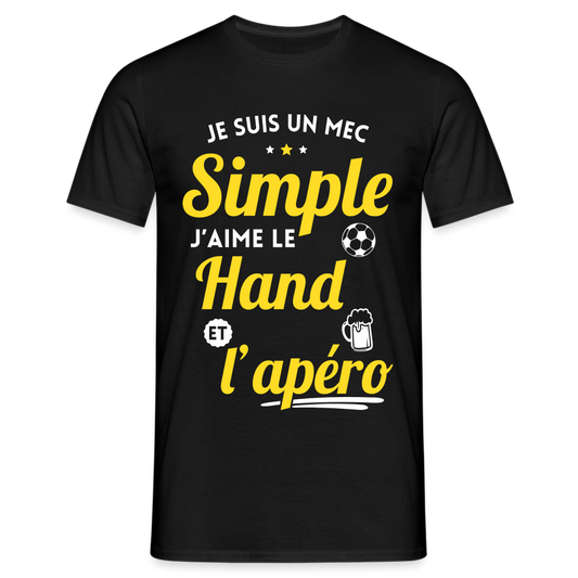 T-shirt Homme - J'aime le hand et l'apéro - noir