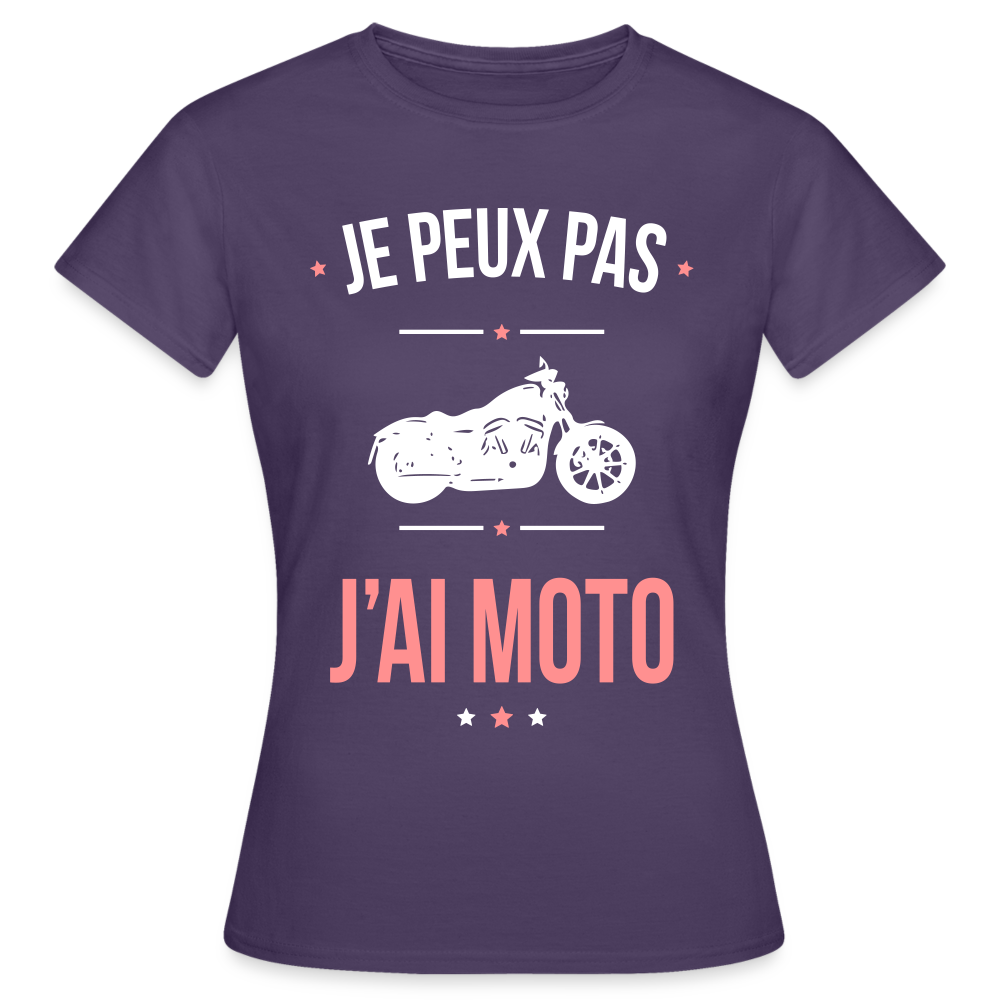 T-shirt Femme - Je peux pas j'ai Moto - violet foncé