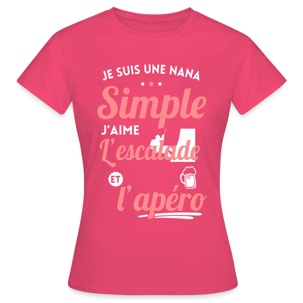 T-shirt Femme - J'aime l'escalade et l'apéro - rose azalée